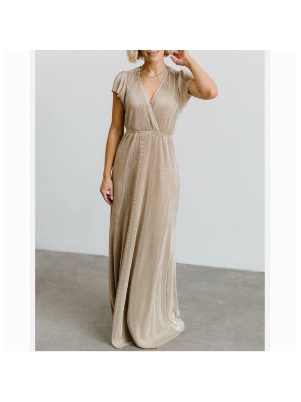 Baltic Born Athena Pleated Maxi Dress Gold/Champagne Size XXL